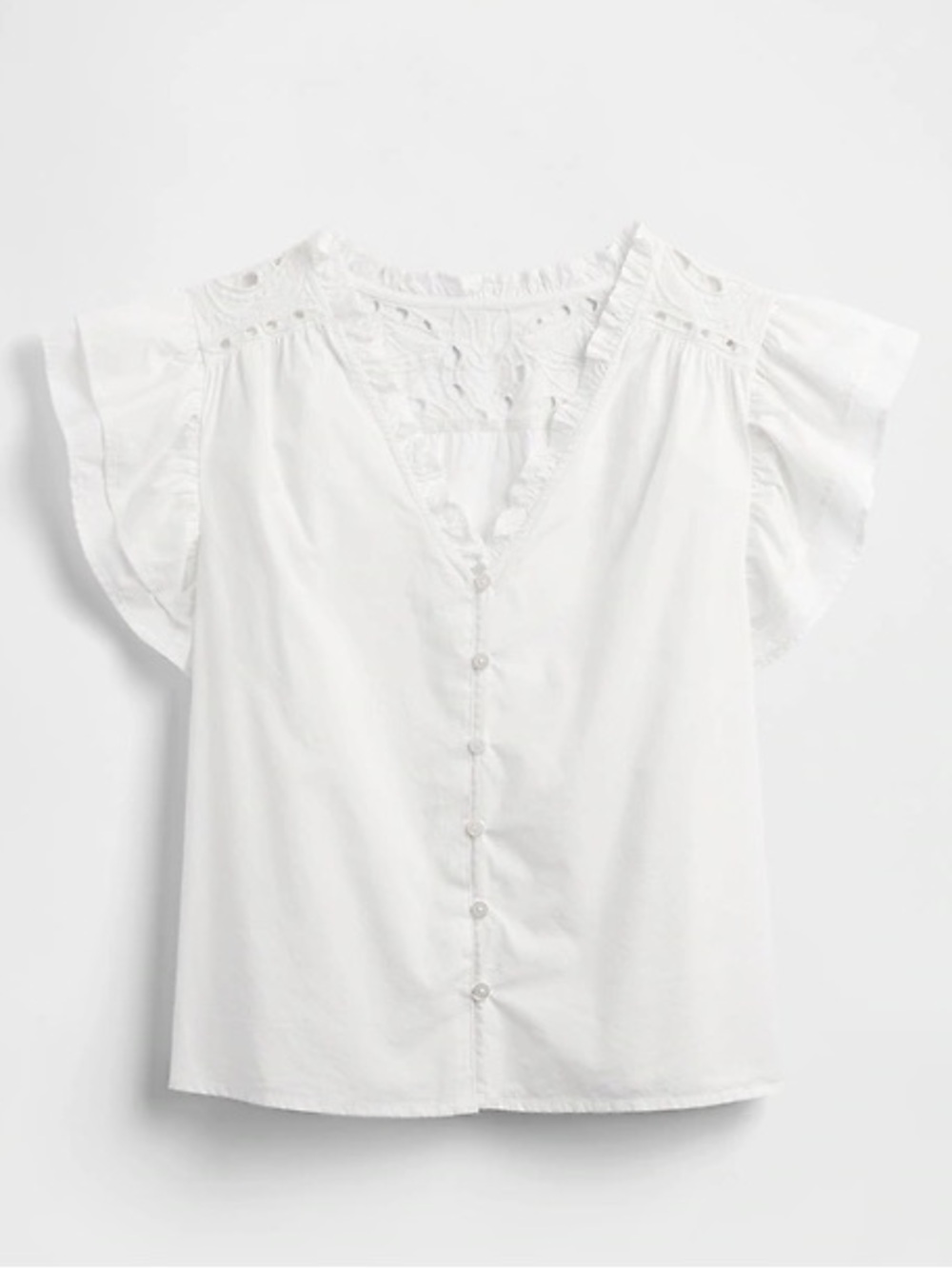 GAP Relaxed Poplin Flutter Sleeve Top